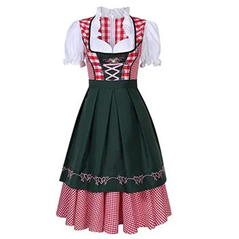 Kadınlar Geleneksel Oktoberfest Kostüm Alman Bira Wench Dirndl Elbise Önlük Cosplay kostüm partisi Elbise XS-6XL Artı Boyutu