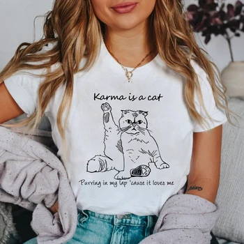Karma Bir Kedi Mırıldanıyor Kucağımda Çünkü Beni Seviyor Gömlek Komik Kedi Anne Hediye Tshirt Sevimli Kürk Anne Tees Tops