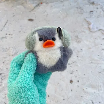 Komik Sevimli penguen Peluş Sıcak kulaklık kutusu Airpods İçin 1 2 3 Kapak Yumuşak Bulanık Airpod Pro İçin Pro2nd Fundas Kılıfları