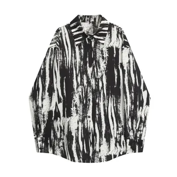 Kravat Boya Gömlek Uzun Kollu Gotik Büyük Boy Bluz Kore Streetwear Harajuku Kadın Erkek moda Giyim Blusas Tops