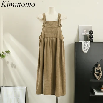Kımutomo Vintage Kadife Yay Dikiş kemerli elbise Kadın Zarif Kare Yaka Yüksek Bel Katı Basit A-line Vestidos Ins Yeni