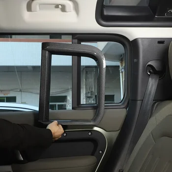 Land Rover Defender 110 için 130 2020-2023 ABS Karbon Fiber / Siyah Araba Pencere C-Pillar kapak Trim Çıkartmalar Araba Aksesuarları