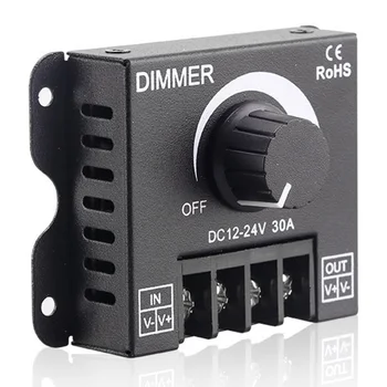 LED Dimmer 30A DC12V 24V 360W Topuzu Ayarlamak Parlaklık LED ışık şeridi Dimmer karartma denetleyicisi için tek renkli LED ışıklar Şeritler