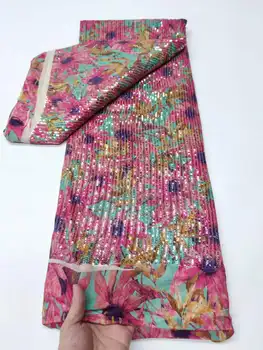 Lüks Afrika Dantel Kumaş 2023 Son renkli Hint sari kumaş Yüksek kalite tül baskı pullu dantel kumaş düğün elbisesi