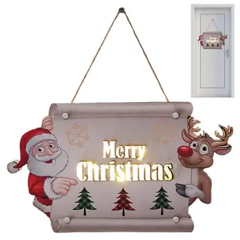 Merry Christmas Kapı İşareti Merry Christmas Dekor İşareti Ön Kapı Anti-Solmaya Ahşap İşareti Kapı Dekorasyon İçin Duvar Ev Pencere