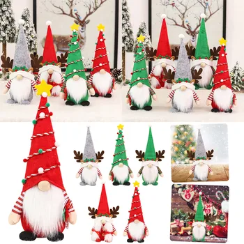 Meçhul Bebek Yılbaşı Kolye Çizgili Yama Gnome Cüce Bebek Damla Süsler Sofra Masaüstü Parti Ev Dekor Navidad Noel