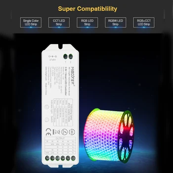 Miboxer LS2 5 İN 1 akıllı LED şerit Denetleyici 2.4 Hz Uzaktan ve akıllı telefon Kontrolü Uyumlu CCT, RGB, RGBW, RGB + CCT LED Şerit ışık