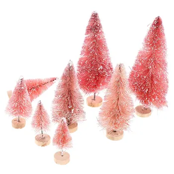 Mini ornements de Noël en bois Él, ornement de festival d'arbre de Noël, décoration de bureau, petit, 8 pièces