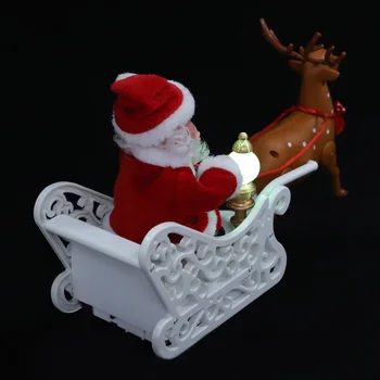 Noel Baba Elk Kızak: 2022 Noel Elektrikli Araba Çekme Arabası ile led ışık Koşu Yürüyüş Sürme Ren Geyiği Noel Dekor Yeni