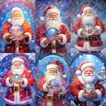 Noel Elmas Boyama Noel Baba Tutan Kristal Top Tam Taklidi Mozaik Nakış Çapraz Dikiş Kiti Ev Dekor Hediyeler