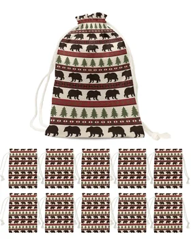 Noel Tema Ayı Noel Ağacı Şeker Torbaları Santa hediye çantası Ev Partisi Dekoru Noel Keten hediye keseleri Ambalaj Malzemeleri
