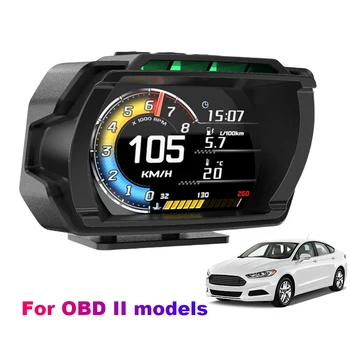 OBD2 GPS HUD P24 Head-Up Ekran HUD ile 10 Alarm Fonksiyonları Araba Kilometre Projektör Dijital Aksesuarları Tüm Araba İçin