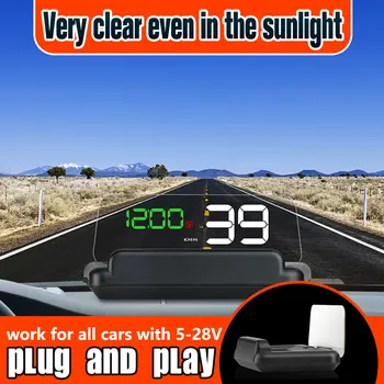 Orijinal T900 HUD Ayna Araba Head Up Display Otomatik Cam GPS Hız Projektör Güvenlik Alarmı Su Sıcaklığı Aşırı Hız dev / dak Gerilim