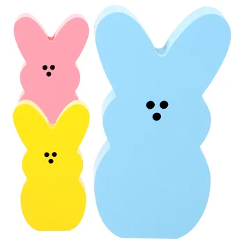 Paskalya tavşanı Ahşap dekor oyuncaklar 3D Sevimli Tavşan Kesikler Parti Dekorasyon Bahar Süsler