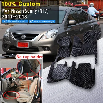 Paspaslar Nissan Almera İçin Güneşli N17 2011~2018 Su Geçirmez Koruma İç Araba Kat Mat araba Paspasları Tam set Araba Aksesuarları