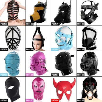 Pu Deri Maske Başkanı Demeti Unisex Hood Köpek başlık Festivali Giyim Koşum Kadınlar için Moda Fetiş Kölelik Lingerie Gotik