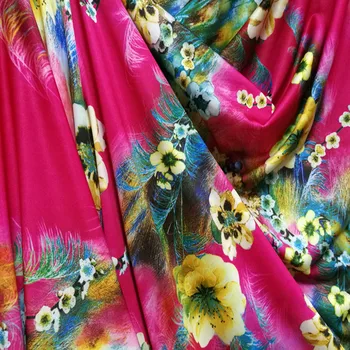 Renkli Çiçek Baskı mayo kumaşı Pamuk / Spandex Örme Kumaş Streç Kumaş DIY Dikiş Spor Jimnastik Mayoları