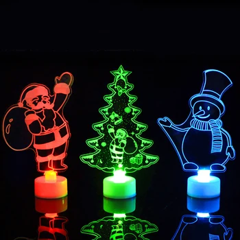 RGB LED Noel gece ışıkları yanıp sönen Noel Noel baba kardan adam Noel ağaç ışıkları lamba süsleme yeni yıl için