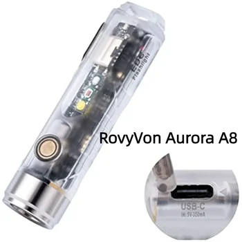 RovyVon Aurora A8 El Feneri 650LM Şarj Edilebilir Soğuk Beyaz Kırmızı/Beyaz / 365nm Yan Lambalar Manyetik Cep Klipsi ve Kuyruk Tabanı