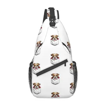 Sevimli Küçük Köpek Cebimde Köpekler Severler İçin Göğüs Çantası Moda Dayanıklı Seyahat Çapraz göğüs çantası Özelleştirilebilir