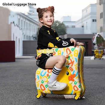 Seyahat çocuk bagaj karikatür Sürme tekerlekli çanta çocuk sürme bavul oturabilir ve binmek haddeleme bagaj hediye seyahat çantaları