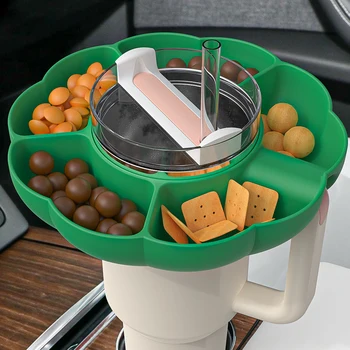 Silikon aperatif kasesi BPA Ücretsiz Kabak Taşınabilir Aperatif Halkası Bulaşık Makinesinde Yıkanabilir 5 Bölmeli Uyar Stanley Kupası için 40oz