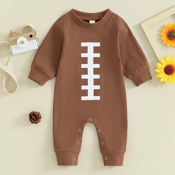 Sonbahar Yenidoğan Bebek Romper yürümeye başlayan Giysi Rugby Elemanı Baskı Uzun Kollu Tulum Bebek Erkek Kız Tulumlar moda Giysiler