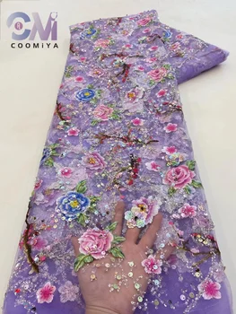 Sıcak İhracat Ürün Çiçek Kumaş Elbise için Parti Nakış Sequins Net Dantel Yüksek Kaliteli Kumaş Düğün Parti Elbise Serisi