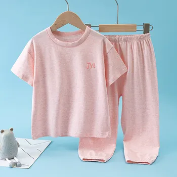 Toddler Kız Yaz Kısa Kollu Katı üstler ve pantolonlar 2 ADET Kıyafetler T4 Kız Elbise Anne Ve Bebek Kız Eşleştirme Kıyafetler