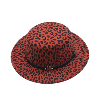 Toptan fedora şapka düz üst kadın leopar baskı M logo kemer Panama keçe caz şapka kilise kadın şapka erkek гльпаченская