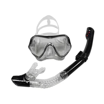 Tüplü dalış maskesi Şnorkel Seti Silikon Anti-Sis Gözlük Gözlük Yüzme Havuzu Ekipmanları Şeffaf + Siyah