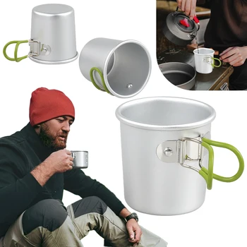 Ultralight Su Bardağı Katlanabilir Saplı Yalıtımlı Kahve Kupa Taşınabilir Kamp çay bardağı Açık Kamp Yürüyüş sırt Çantası için