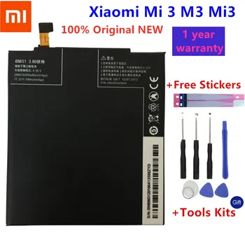 Xiao mi İçin Orijinal Yedek Pil Xiaomi Mi 3 M3 Mi3 BM31 Orijinal Telefon Pil 3050mAh + Hediye Araçları + Çıkartmalar