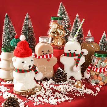 Yaratıcı Su Şişesi Sevimli Küçük Adam Shaker Içme Bardağı Noel Süt Çay Su Şişeleri Süslemeleri Hediyeler Çocuklar Navidad 500 ml