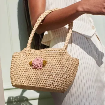 Yaz Plaj Seyahat Çantaları Rafya Hasır Hasır Tote Çanta Kadınlar Lüks Tasarımcı Moda Paris Dokuma alışveriş çantası Oymak Çanta