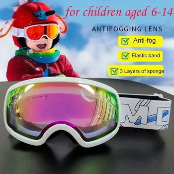 Yaş 6-14 Çocuk Kar Gözlüğü Çift Lens, Anti-sis Çocuk Snowboard kayak gözlüğü Kış Açık Erkek Kız UV Koruma Gözlük