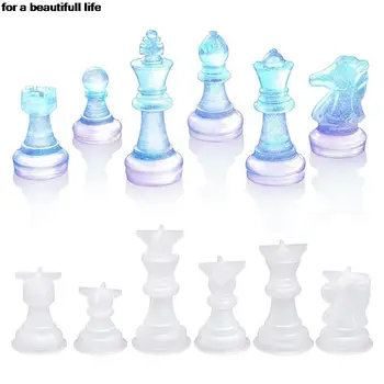 Yeni DIY Satranç Parça Kristal Epoksi Silikon Kalıp Kraliçe Kral Asker 6 Üç Boyutlu Satranç Parça Kalıp Satranç Oyunu Eğlence