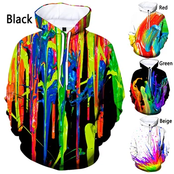 Yeni moda graffiti boya boyalı 3D baskı hoodie unisex uzun kollu spor hoodie sonbahar/kış için