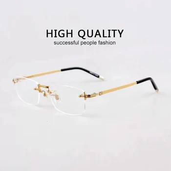 Yeni Yüksek Kalite Marka Vintage çerçevesiz Titanyum MB0132O Optik Gözlük Çerçeveleri Kadın Erkek Gözlük Reçete Gözlük Çerçevesi
