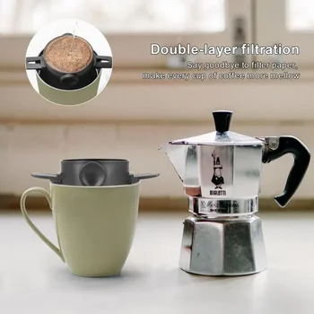 Yeniden kullanılabilir Damla Kağıtsız Makinesi Çelik Kahve Çay Katlanabilir Dökün Damlatıcı Tutucu Filtre Üzerinde Taşınabilir Paslanmaz