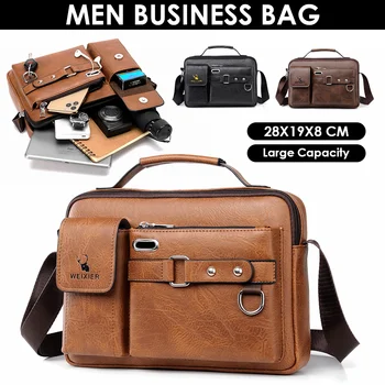 YENİ Lüks Marka Erkek PU askılı çanta Evrak Çantası Satchel omuz çantası Crossbody Çanta İş Su Geçirmez Tasarımcı