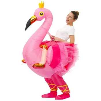 Yetişkin Flamingo Şişme Kostüm Maskot Anime Roly Oyun Kostümleri Noel Karnaval Cadılar Bayramı Cosplay Komik Elbise Takım Elbise