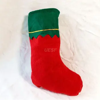 Yılbaşı Hediyeleri Yeşil Altın Çizgi Çorap Asılı Çanta dokunmamış Noel Çorap Festivali Parti Malzemeleri Hediye Vermek İçin Uygun Dıy