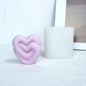 Zarif 3D Aşk Kalp Şekilli Kalıp DIY Silikon Kalıplar Mum Yapımı için B03E