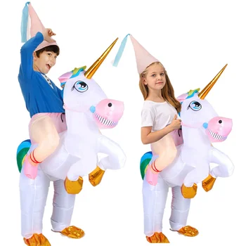 Çocuklar Unicorn Şişme Kostüm Karnaval Cadılar Bayramı Çocuk Kız Erkek Hayvan Maskot Anime Parti Cosplay Kostümleri Elbise Takım Elbise