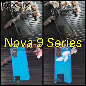 Şeffaf Cam arka kapak İçin Huawei NOVA 9 Pro Nova 9 SE Pil Kapağı Paneli Arka Konut Kapı Kasa Değiştirme + Yapışkanlı Etiket
