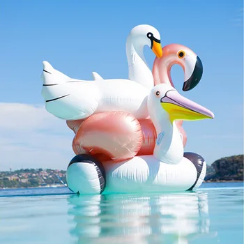 Şişme Flamingo 150CM 60 İnç Unicorn Havuz Şamandıra Ride-On Yatak yüzme simidi Yetişkin Çocuk Su parti oyuncakları Piscina